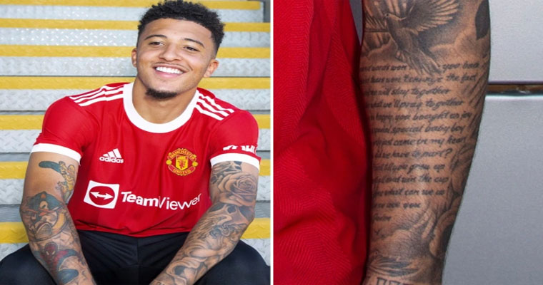 Jadon Sancho reveals heart-wrenching poem tattoo is tribute to ‘baby boy’ brother who died when young England star was five