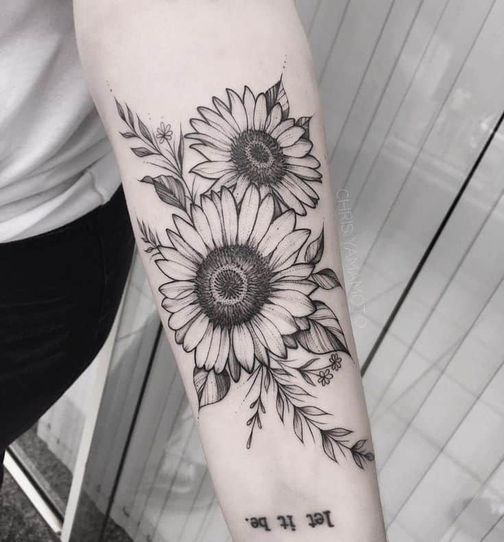 135+ Sunflower tattoo ideas: A reminder of joyful energy with you wherever you go