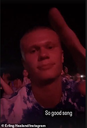 Erling Haaland, £51m star wears a £730 Louis Vuitton T-shirt in his new team colors as he attends a music festival in Madrid