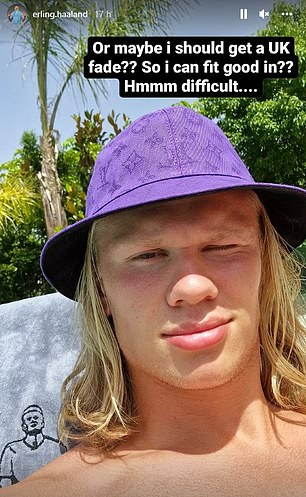 Erling Haaland, £51m star wears a £730 Louis Vuitton T-shirt in his new team colors as he attends a music festival in Madrid