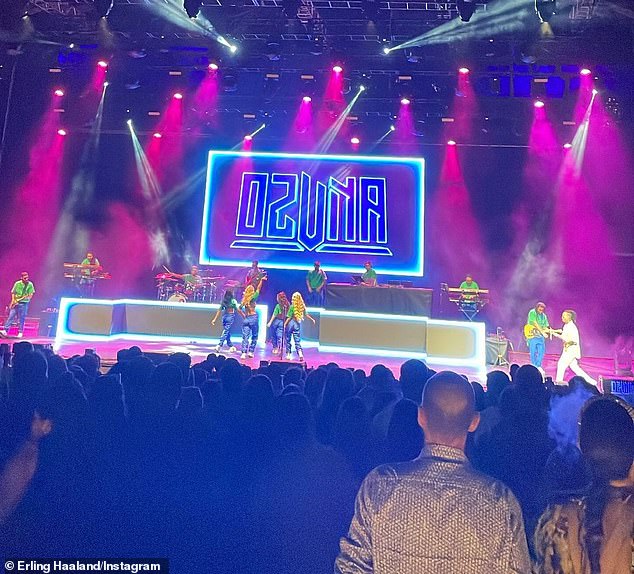 Erling Haaland, £51m star wears a £730 Louis Vuitton T-shirt in his new team colors as he attends a music festival in Madrid