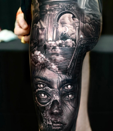 Exploring Yesy Tattoo'S Unique Approach To Black And Gray Tattooing Through Realistic Portraiture And Surrealism.