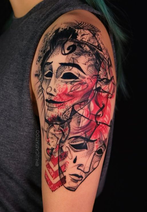 Experience The Bold And Unique Tattoo Artworks Of Nik Lucas: A Fusion Of Black And Gray, Trash Polka, Realism, Abstract, And Watercolor.