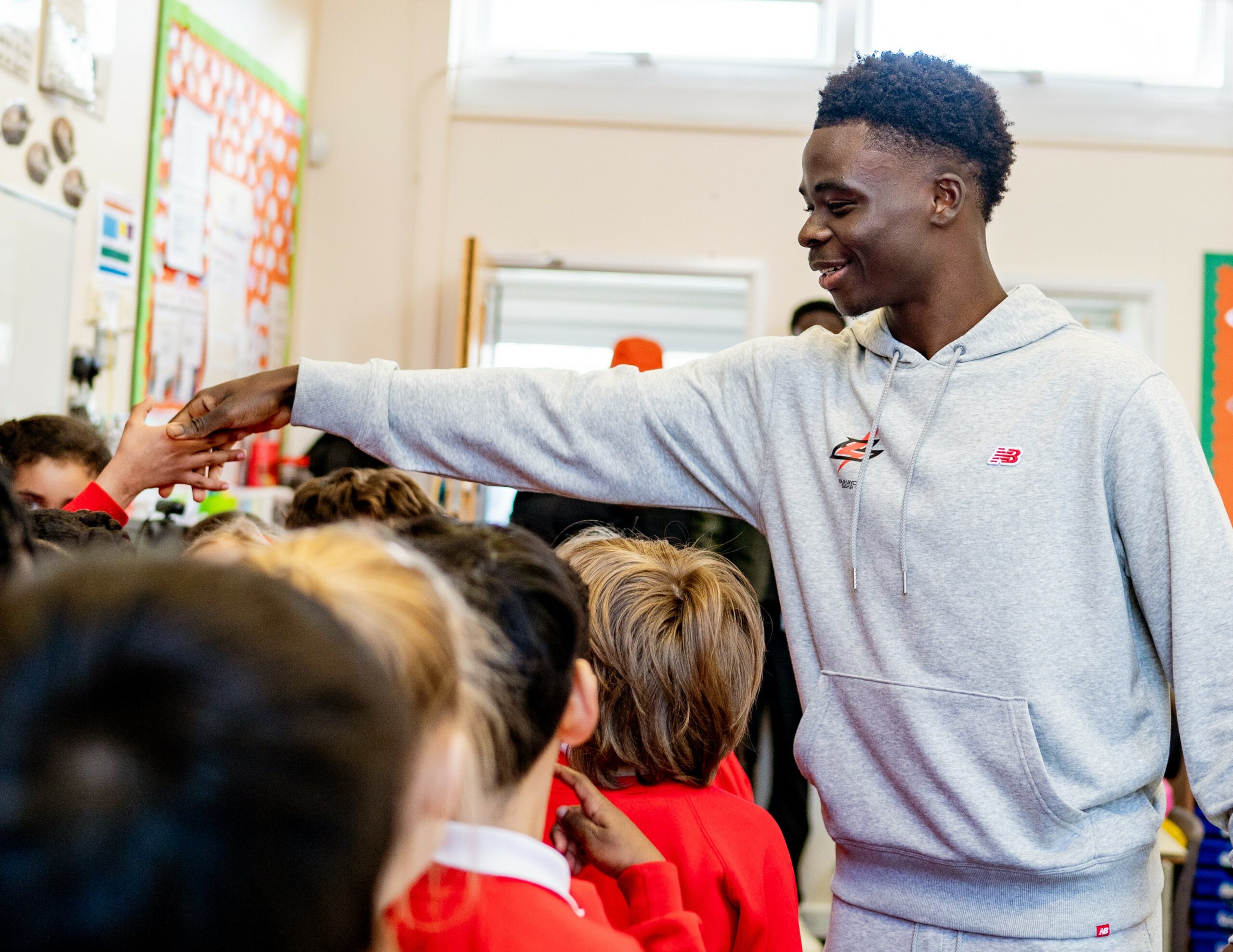 Bukayo Saka former pupil of The Edward Betham School makes a return visit