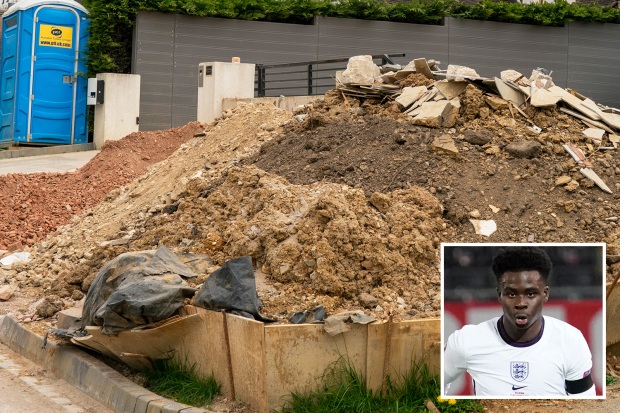 Arsenal’s Bukayo Saka upsets neighbours by leaving piles of earth outside his house as he installs football pitch