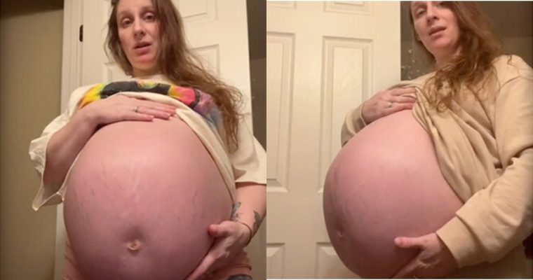 Many mistakenly believe that mom is carrying octuplets because of her large baby bump.