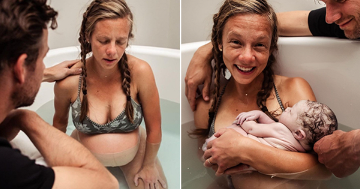 These photographs capture the most tender moments of the seventh child s birth.