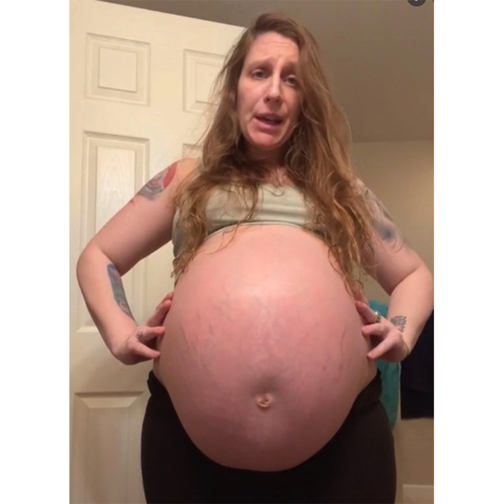 Many mistakenly believe that mom is carrying octuplets because of her large baby bump.