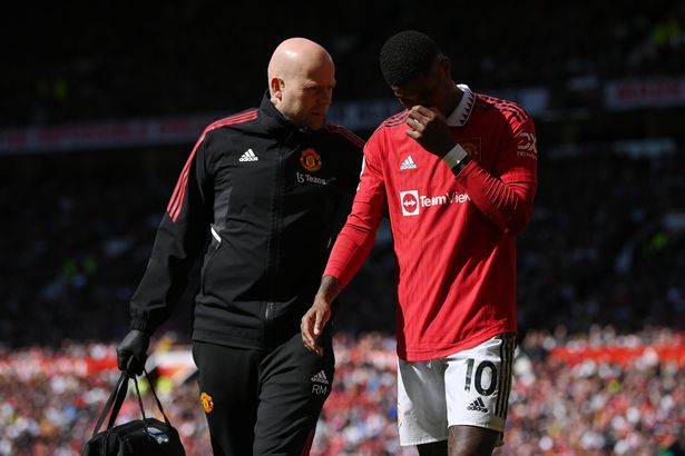 Marcus Rashford limped off with an injury at Old Trafford