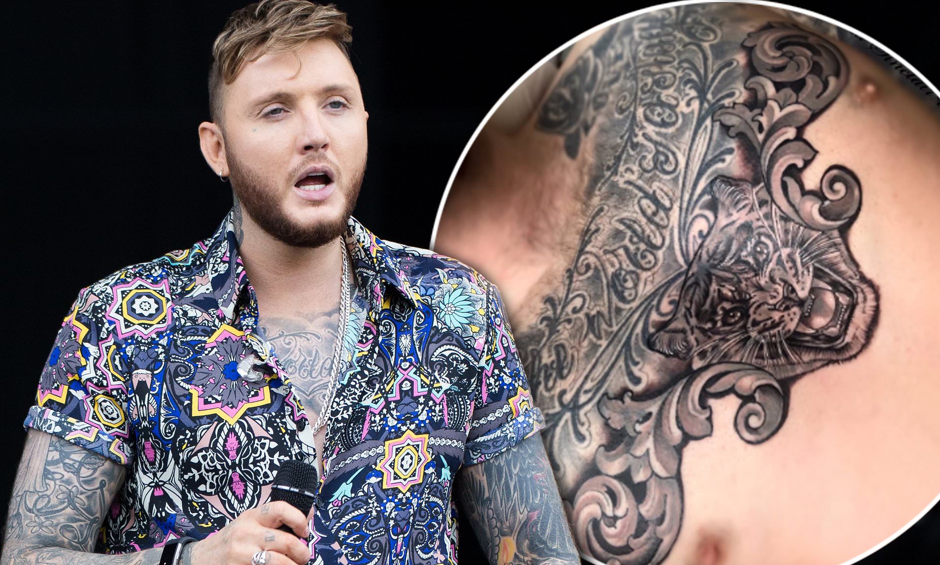 James Arthur unveils new giant tiger tattoo on his chest | Daily Mail Online