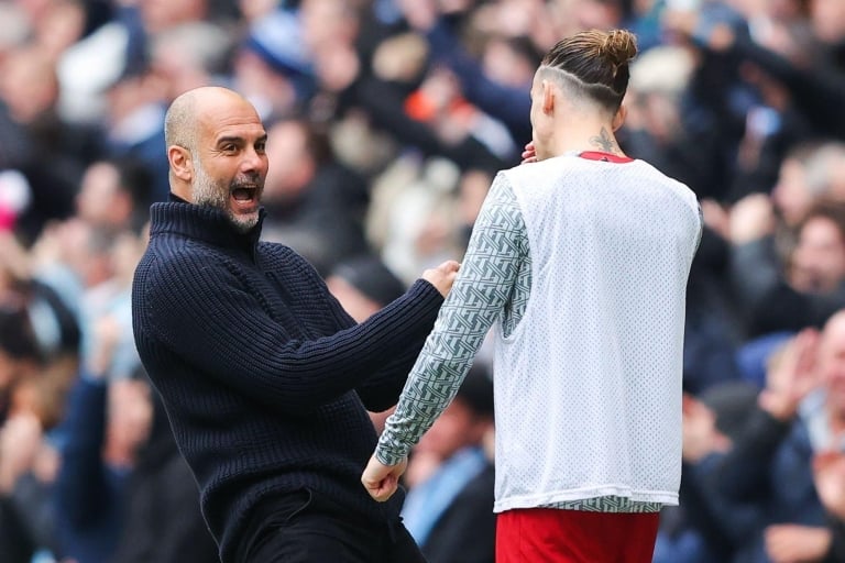 Guardiola addresses the outrageous jubilation in front of Liverpool players.