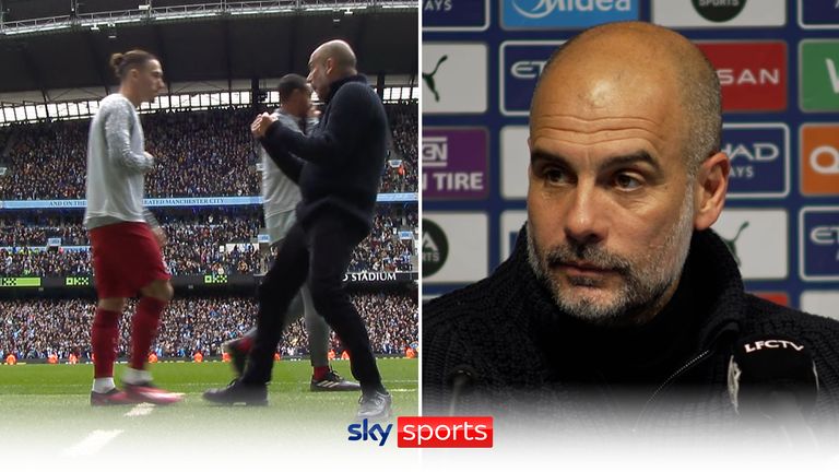 Guardiola addresses the outrageous jubilation in front of Liverpool players.