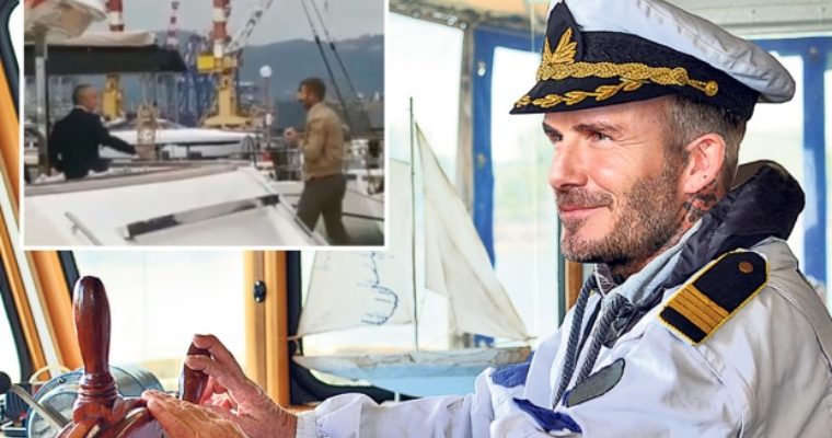 David Beckham checks out £10million luxury superyacht on trip to Italy