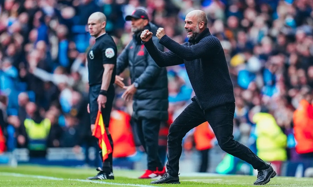 Guardiola addresses the outrageous jubilation in front of Liverpool players.