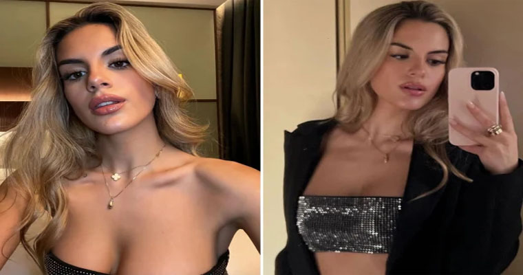 Premier League manager's daughter dazzles in boob tube at Milan fashion week