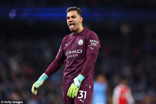 THE CRYING GAME: Manchester City goalkeeper Ederson mocks Arsenal supporters by pretending to cry