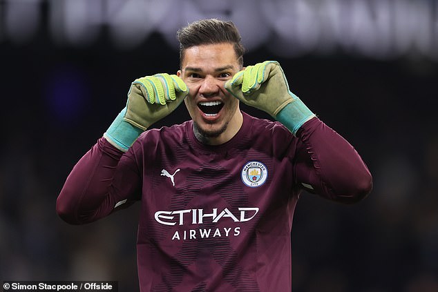 THE CRYING GAME: Manchester City goalkeeper Ederson mocks Arsenal supporters by pretending to cry