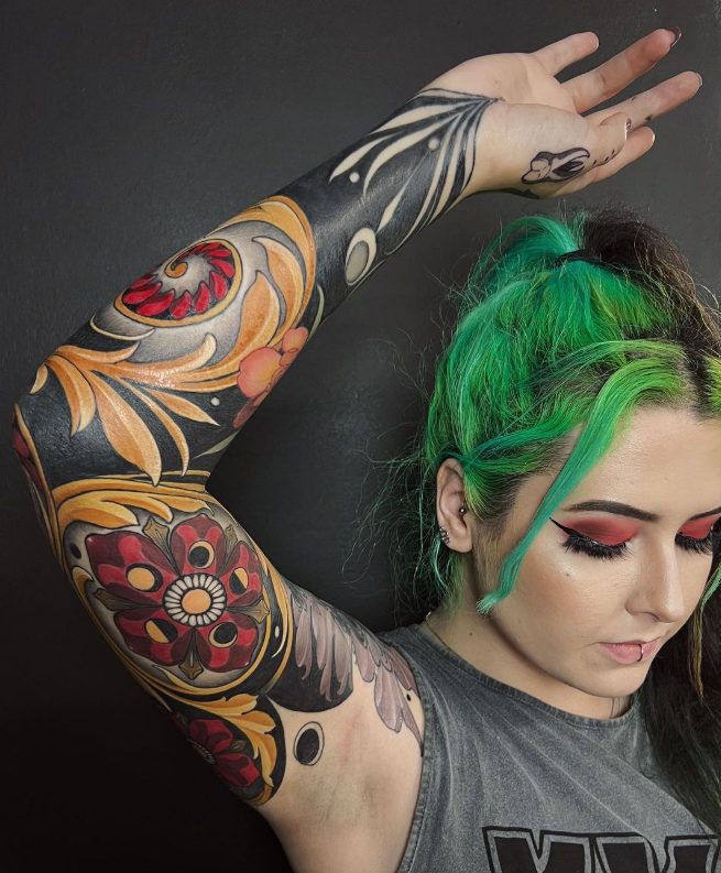 Unleashing The Creative Vision Of Tattoo Artist Kat Abdy: A Master Of Intricate And Imaginative Designs.