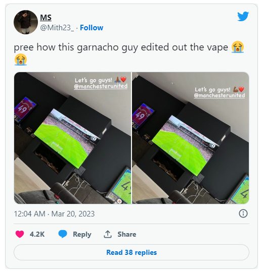 'Vape' spotted in Alejandro Garnacho's Instagram story before Man Utd ace deletes post