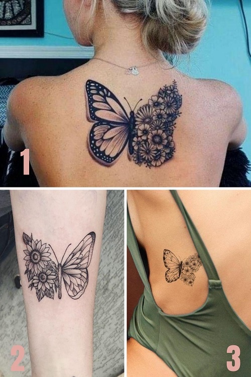 Half butterfly tattoo