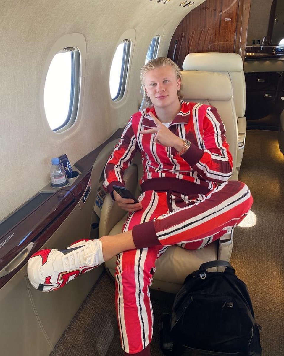 Erling Haaland looks stylish as he takes a private jet to Monaco in a £1,200 Dolce & Gabbana tracksuit and watches the Grand Prix from the yacht