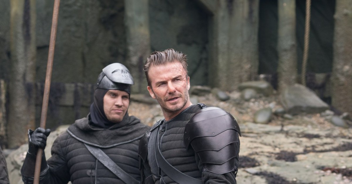 Man Utd legend, David Beckham is given a horrifying makeover for his role in Guy Ritchie's King Arthur film