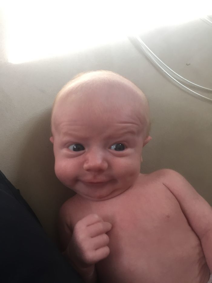 A series of new-born baby encounters: Very charismatic, "cool," and humorous