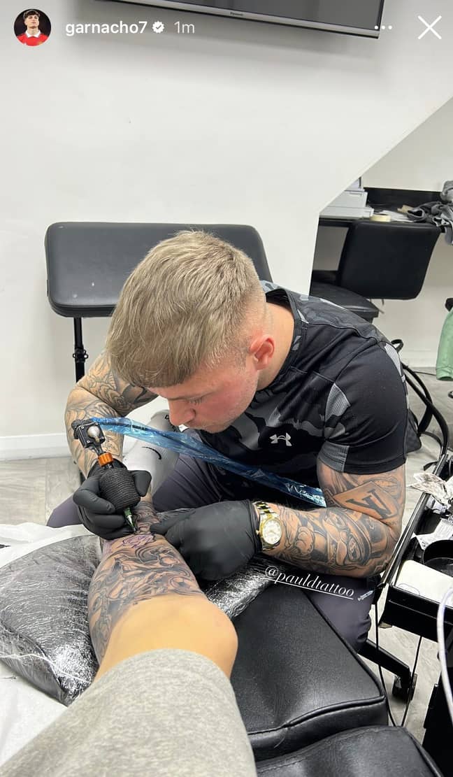 Alejandro Garnacho Posts Picture Of Himself Getting A Tattoo, Fans Spot Unusual Ink On His Arm