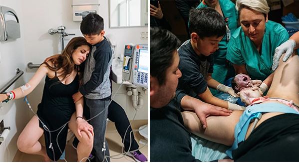 These Heartwarming Photos Show a 9-Year-Old Boy Supporting His Mum During Childbirth