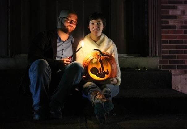 A Very Spooky Jack-O-Lantern Is Perfect For Halloween Baby Announcements