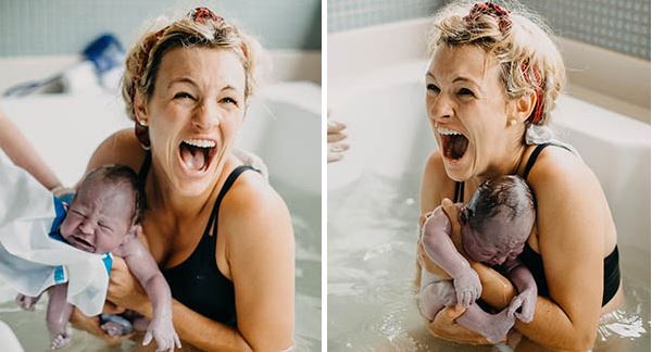 While holding their newborns for the first time, mothers' true emotions are captured in evocative bi