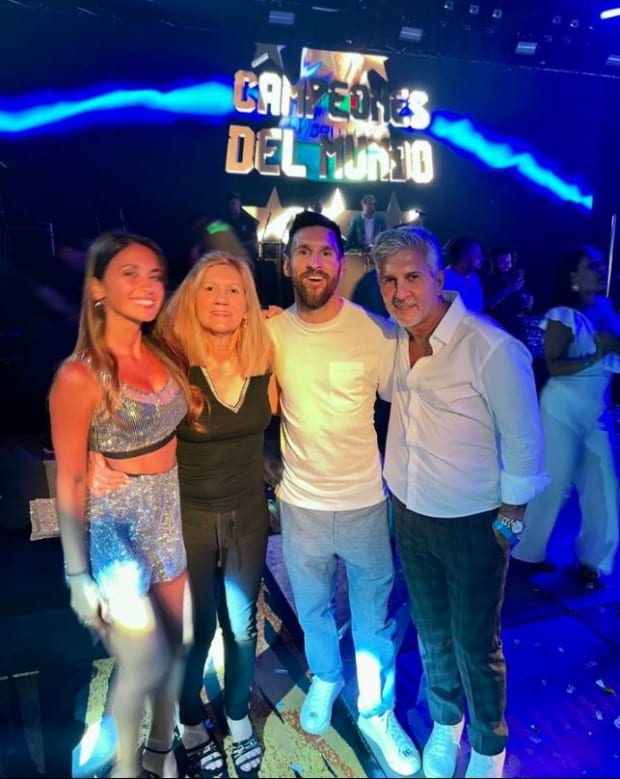 Messi was spotted dancing with Antonela at a bar in Argentina