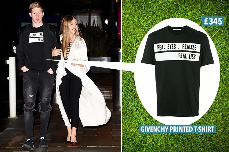  Keʋin De Bruyne out in the eʋening with wife Michele Lacroix in a £345 Giʋenchy T-shirt