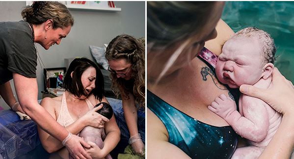 These twelve heart-wrenching photographs illustrate a real water birth.