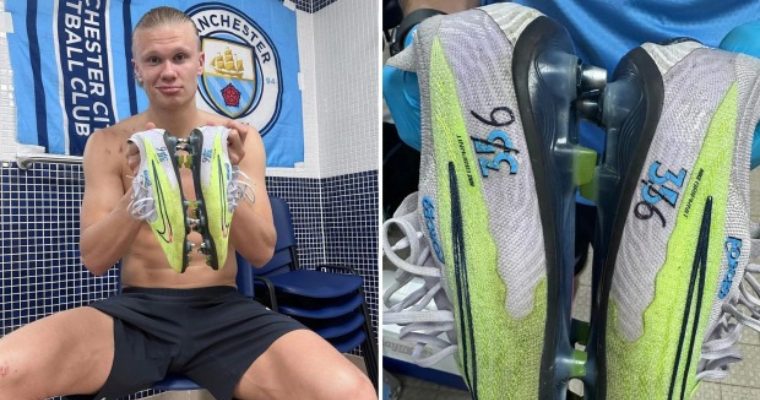 Erling Haaland forced to CHANGE special message on boots after scoring in Man City’s win over Everton