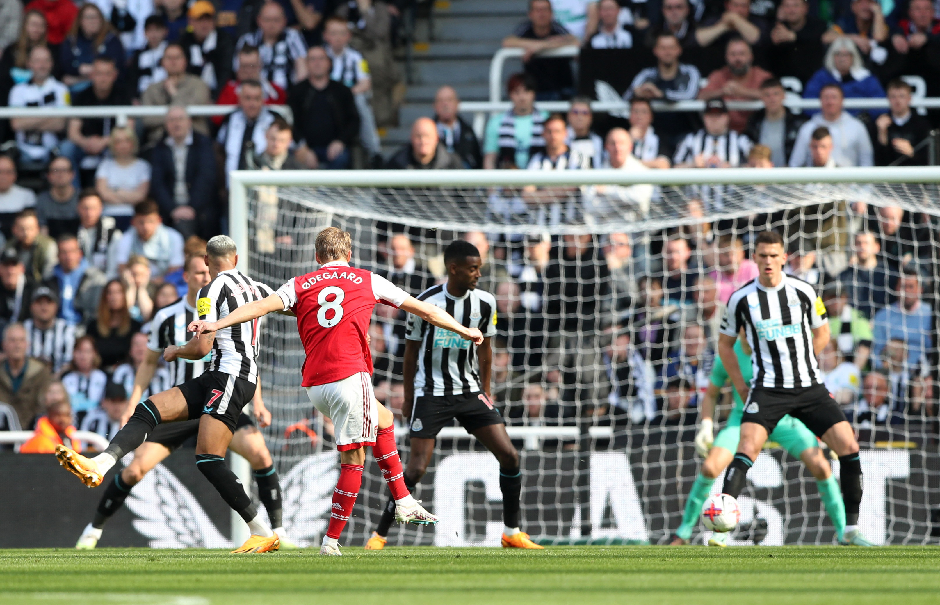 Odegaard fired Arsenal ahead with a wonderful long-range shot after 14 minutes