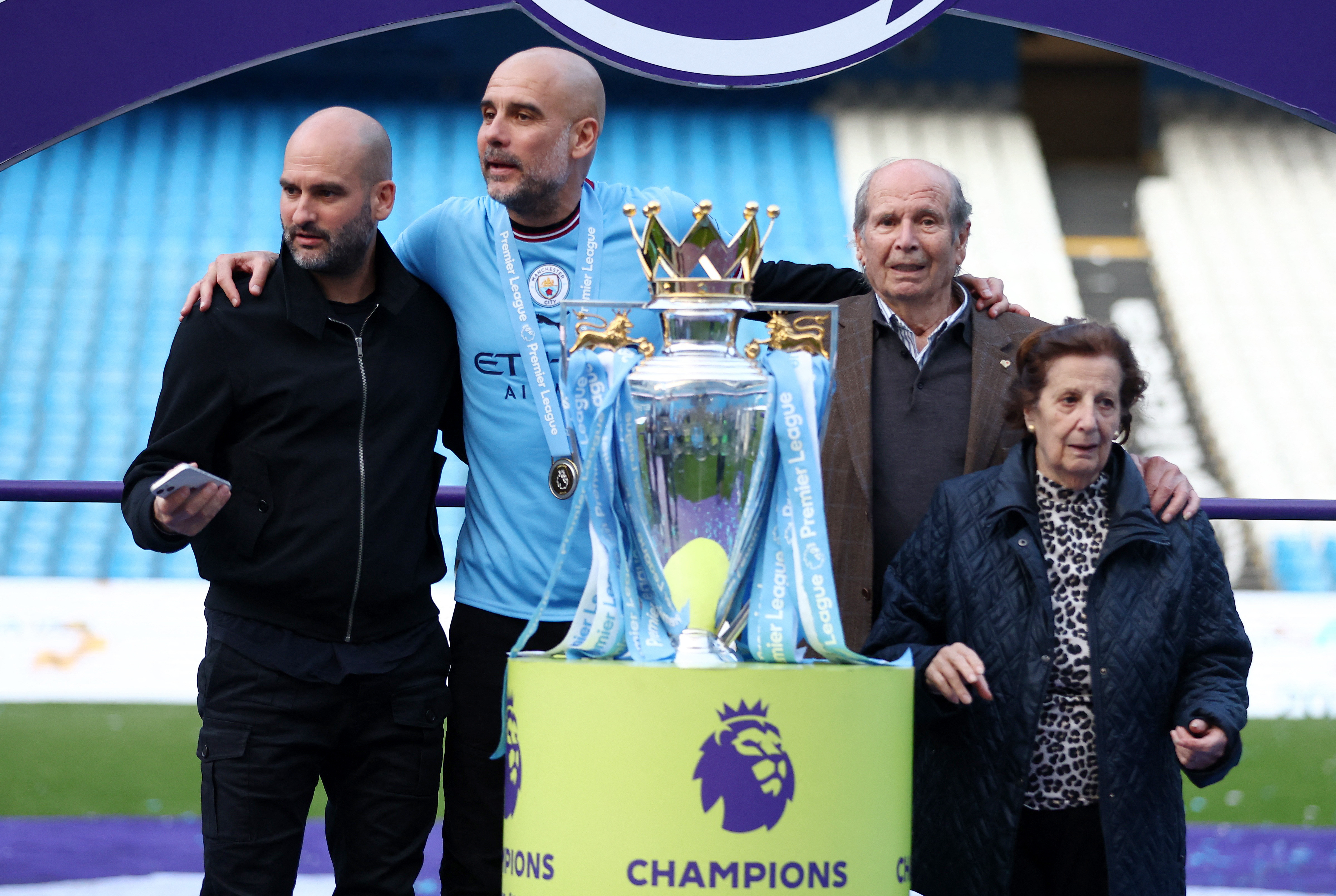 It was a family affair for boss Pep Guardiola, who was joined by his parents and brother