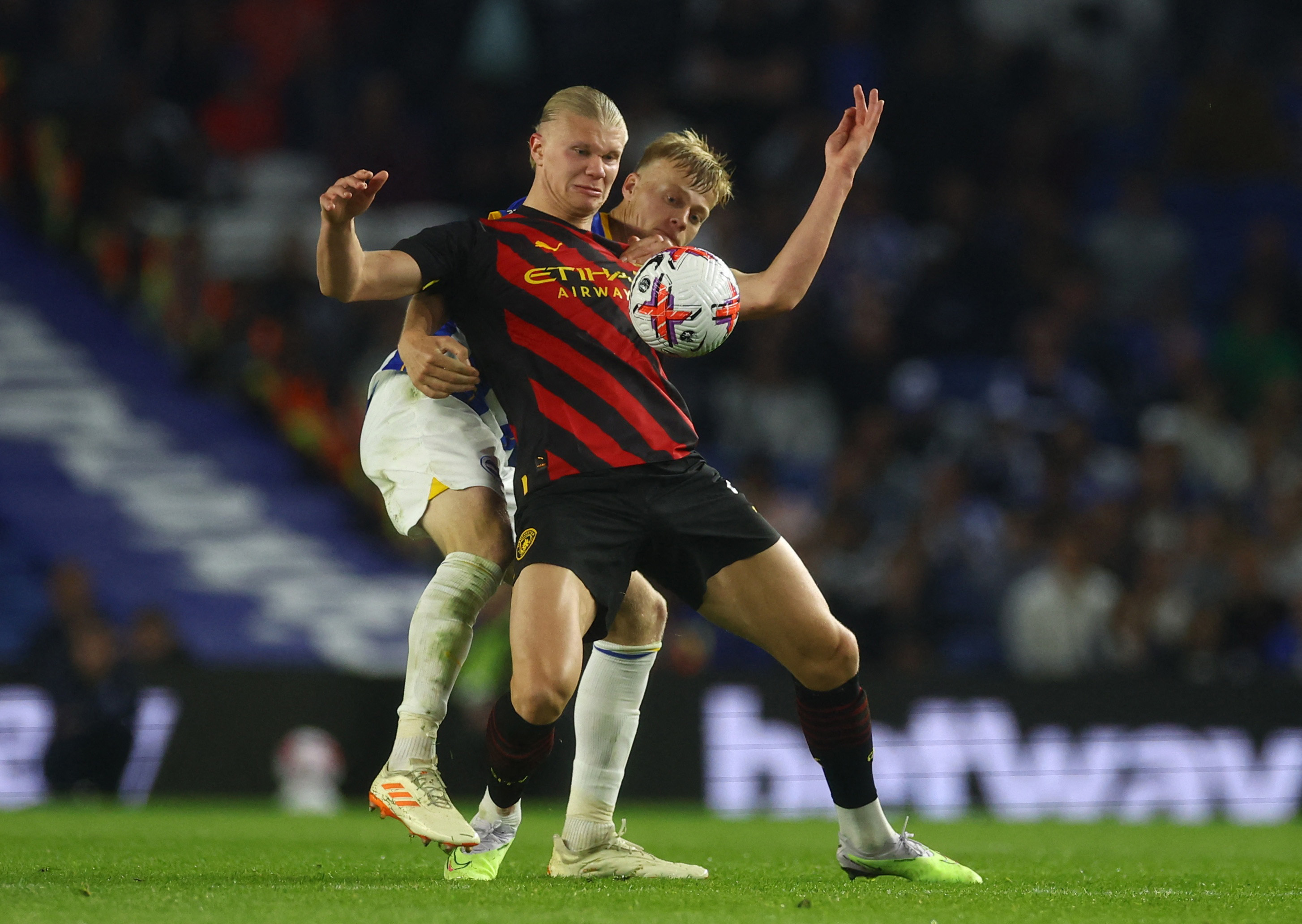 The Norwegian engaged in a physical battle against Brighton on Wednesday