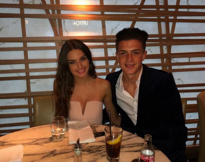 Jack Grealish and girlfriend Sasha Attwood. Picture: Twitter