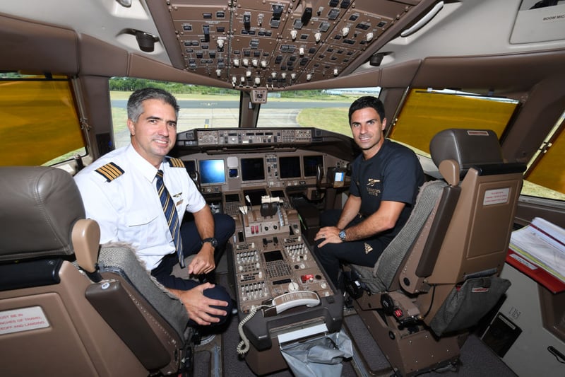 Arteta became a co-pilot on a plane while inside Arsenal's stunning $250 million private jet.