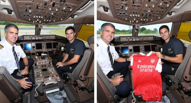 Arteta became a co-pilot on a plane while inside Arsenal's stunning $250 million private jet.