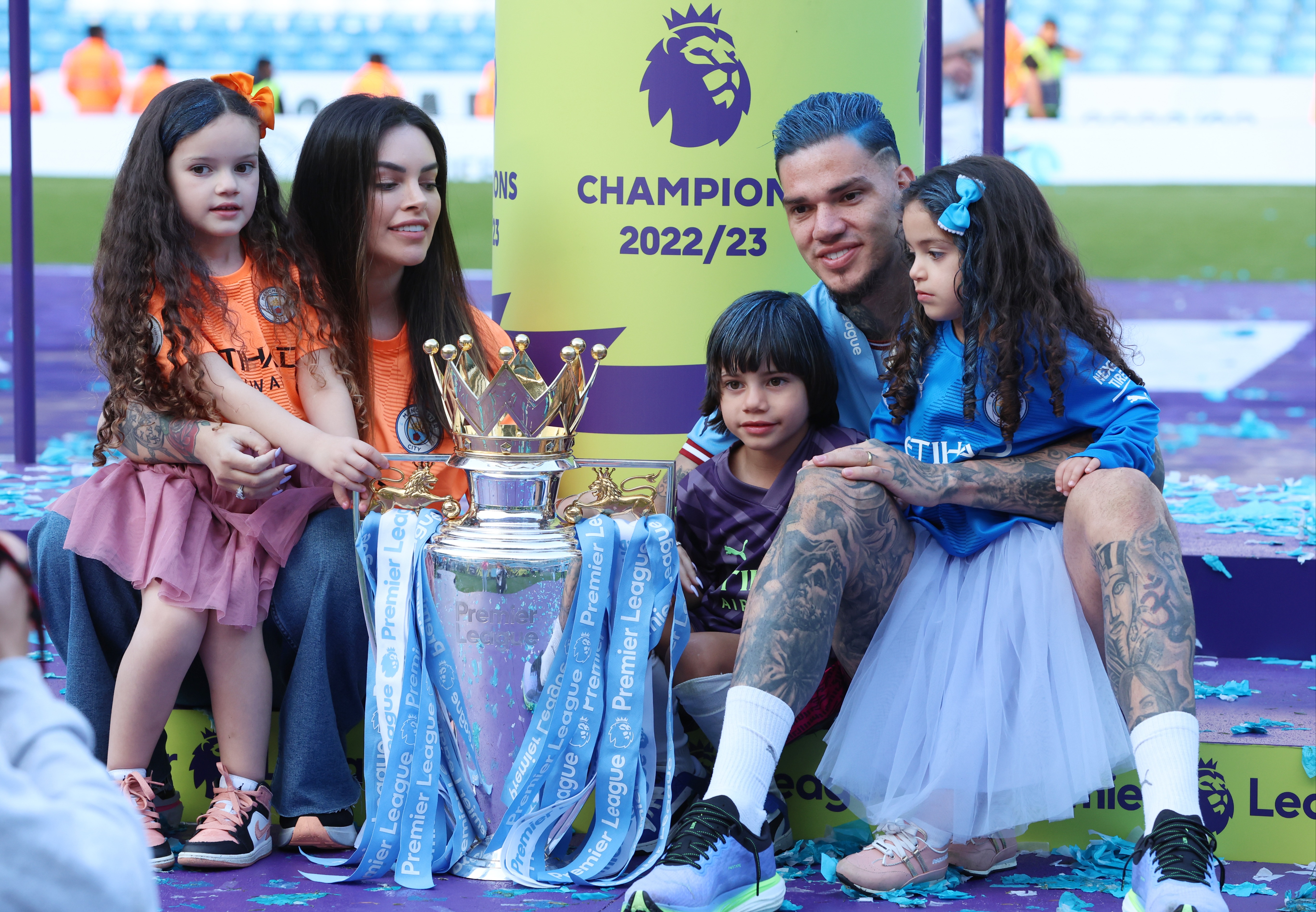 A pic with the Premier League trophy was a must for City's stars