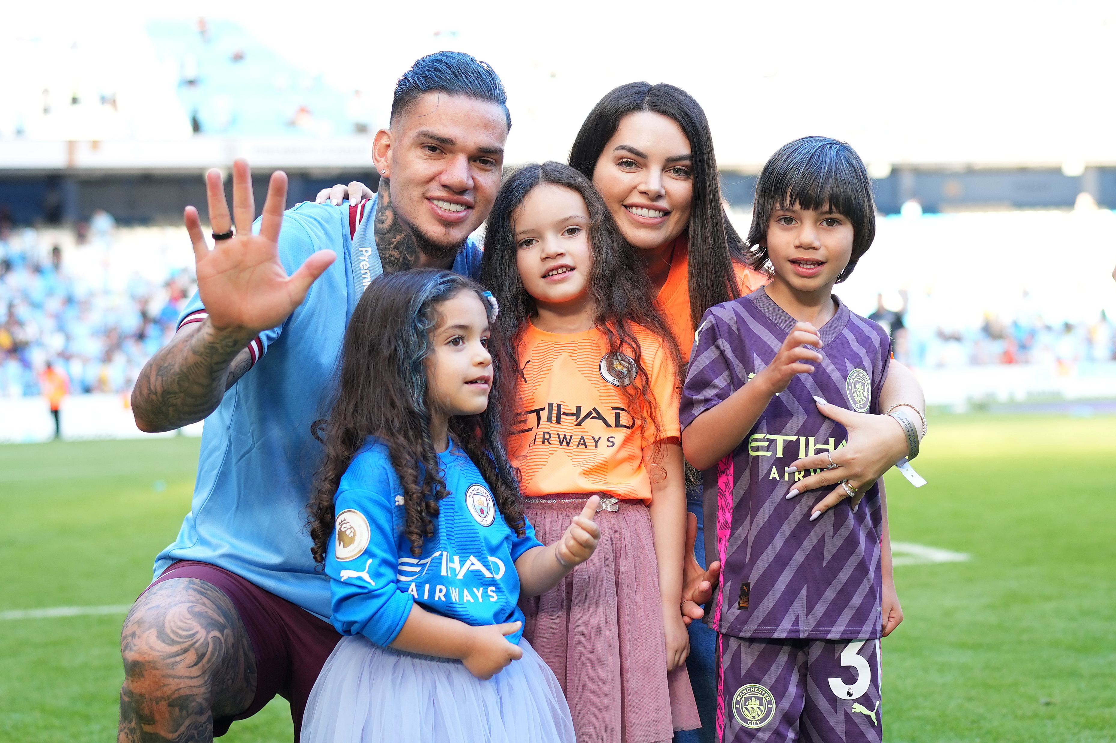 It was a family affair for Ederson as he celebrated Man City's Premier League win