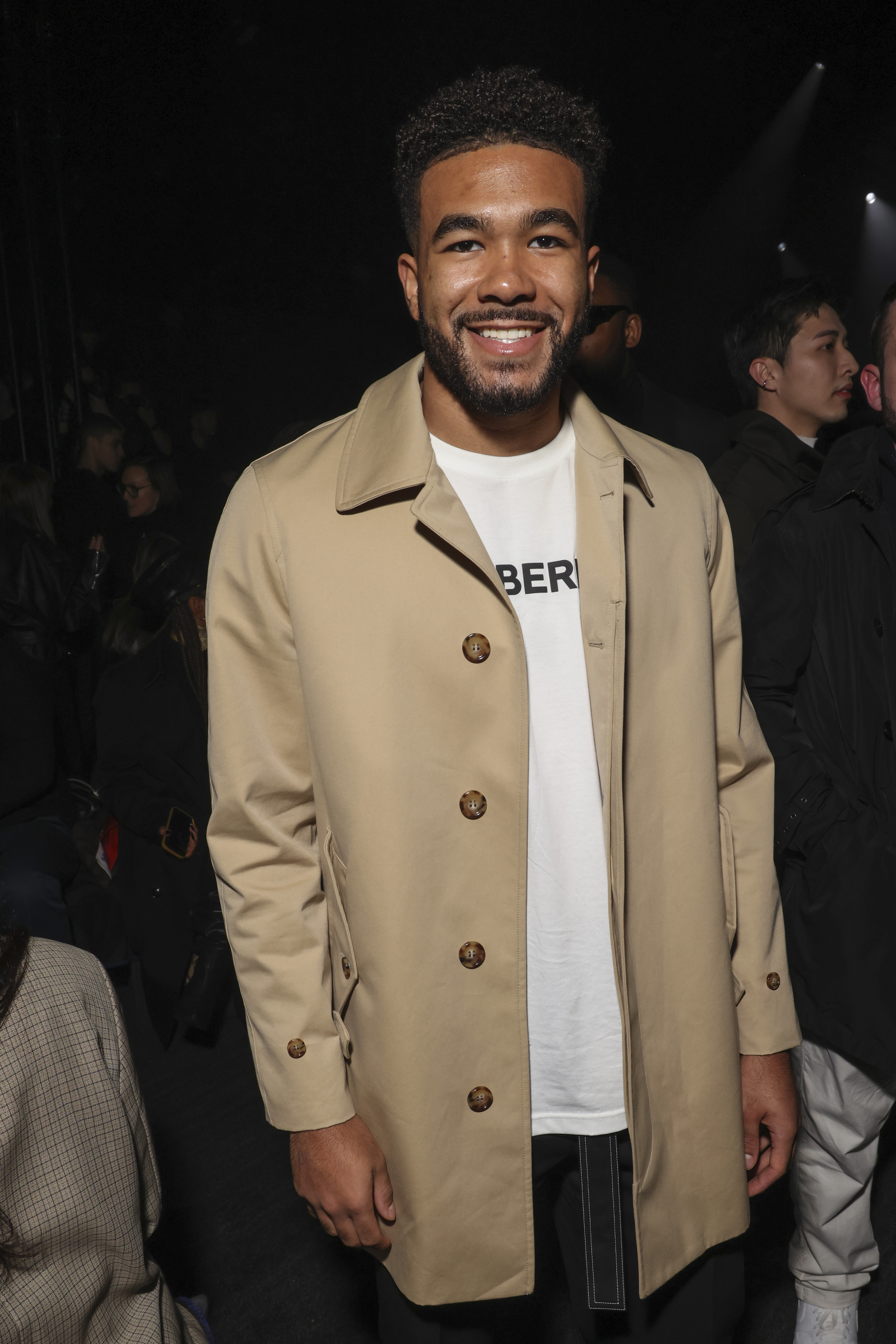 Reece James wore a huge smile as he arrived at the Moncler Presents: The Art Of Genius at Olympia London