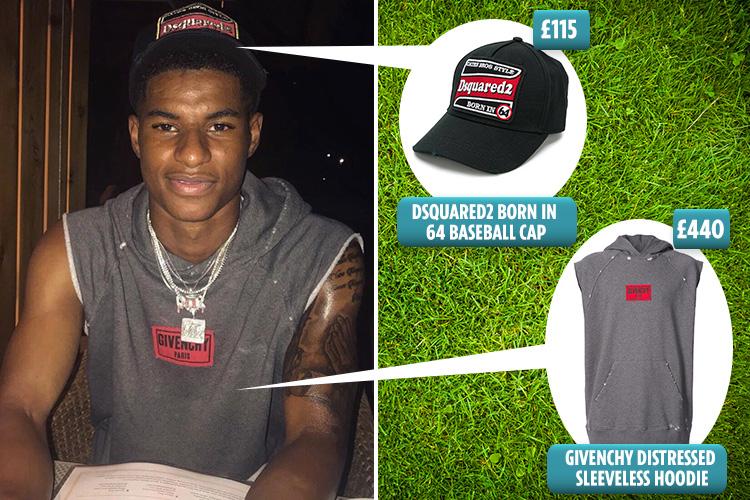  Rashford wears Dsquared2 and Givenchy and expensive jewelry