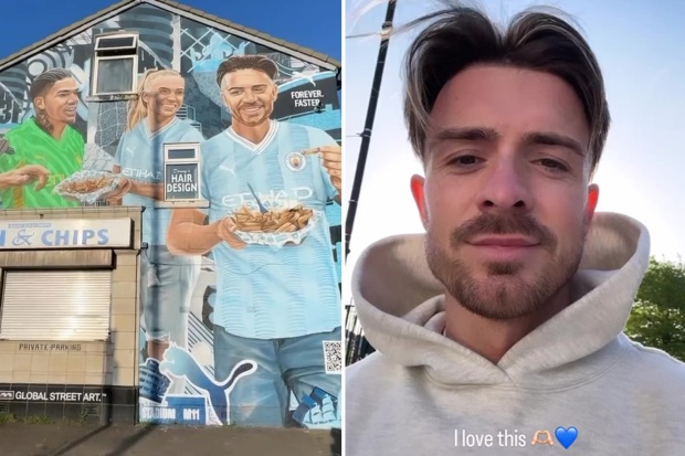 Mural of Grealish scoffing fast food appears on chippy but fans make harsh joke