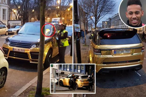 Arsenal star Pierre-Emerick Aubameyang handed £160 parking ticket after leaving £150,000 GOLD Range Rover outside Emirates stadium without a permit