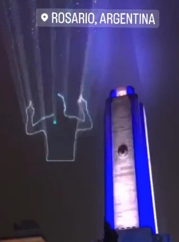 An outline of Messi was projected into the sky