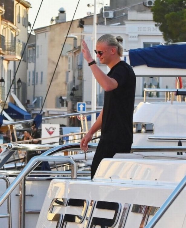 Erling Haaland and WAG mobbed by fans as they party on luxury yacht in St Tropez