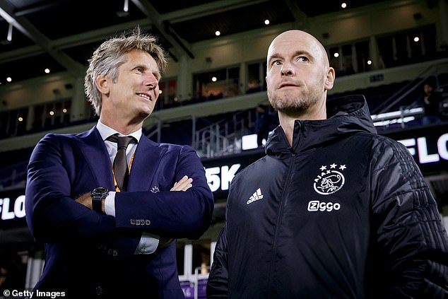Van der Sar worked closely with current Manchester United manager Erik ten Hag's (R) at Ajax